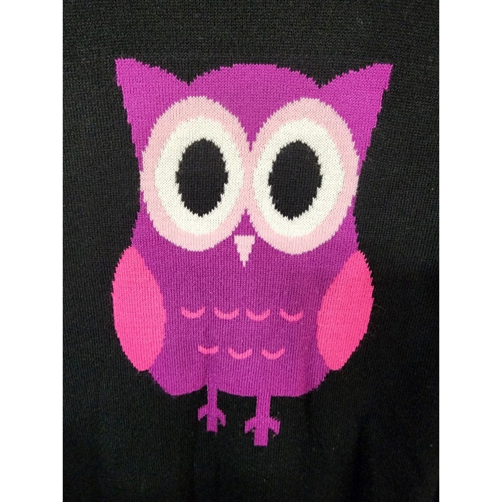 Derek Heart Owl Sweater Knit Crewneck Pullover Cute Black 2X
